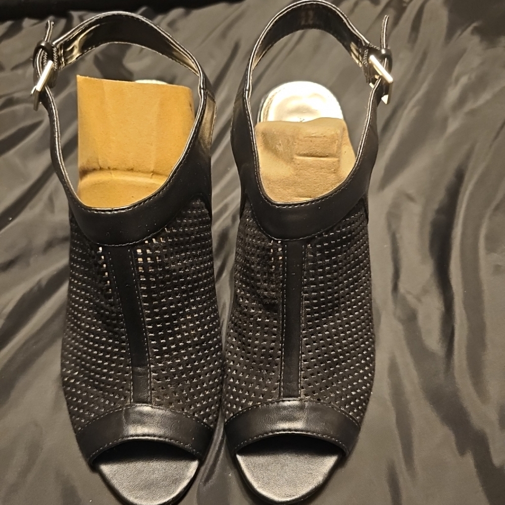 Alfani Perforated Black Bootie Heel Size 10